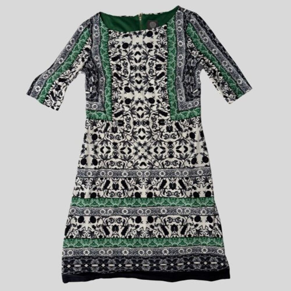 Vince Camuto Green Paisley Geometric Sheath Dress - Size 6 - Fully Lined